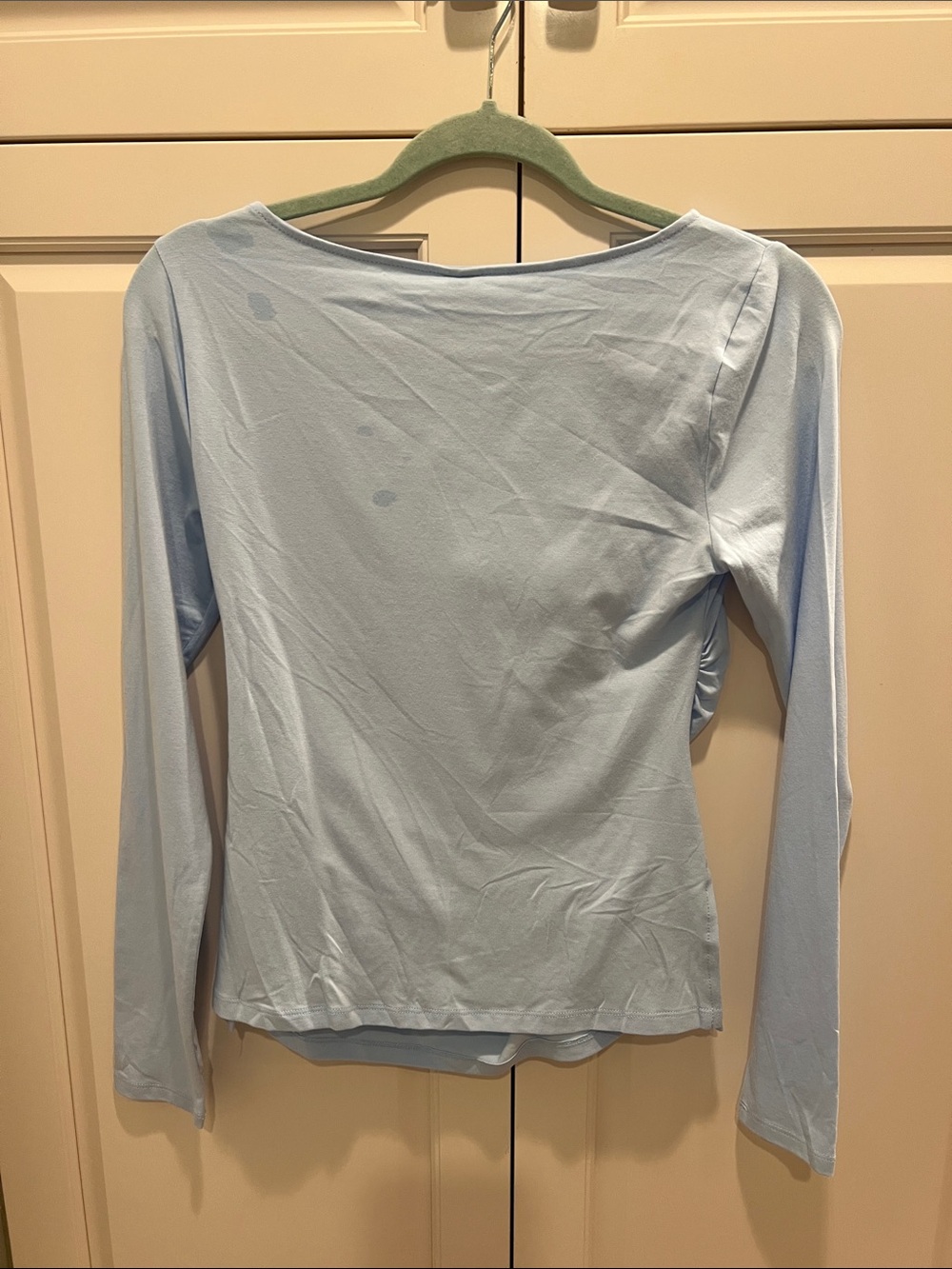 Light Blue Long Sleeve Ruched Side Women’s Top small 🆕
